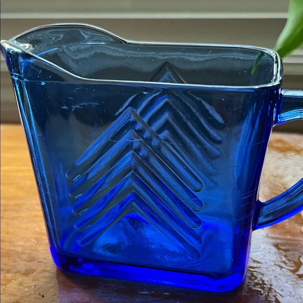 Cobalt Blue Chevron Creamer
